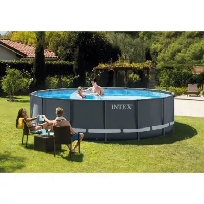 INTEX - Kit piscine ultra XTR - Gris foncé Ronde Tubulaire - (Ø)4,27