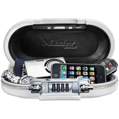 MASTER LOCK Portable Mini Travel Storage Box with Security Cable - Whi