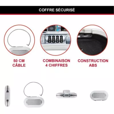 Mini Coffre-fort Portable - MASTER LOCK - 5900EURDWHT - Avec Câble -