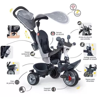 SMOBY Tricycle enfant évolutif Baby Driver Plus - Structure métal -