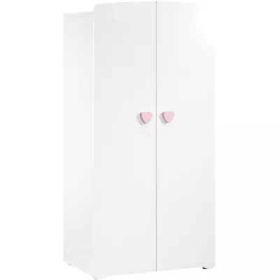 Basic Baby Cabinet - MDF - White - 2 doors - Pink Heart Button - 85