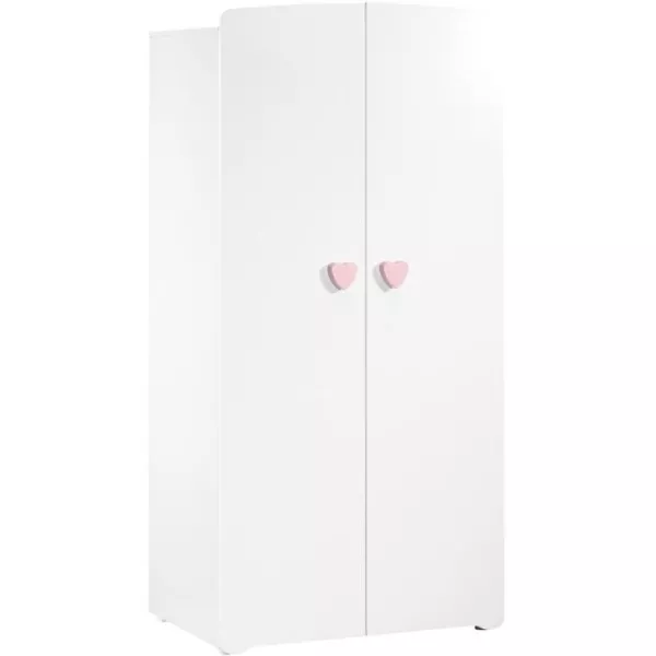 Basic Baby Cabinet - MDF - White - 2 doors - Pink Heart Button - 85 x 175 x 56 cm - BABY PRICE