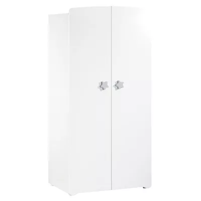 Basic Baby Cabinet - White - Grey Star Buttons - 2 doors -