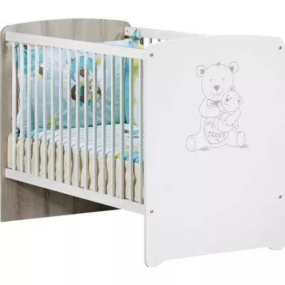 Baby cot - 120 x 60 cm - Babyprice Teddy - Sericographed bear - In b