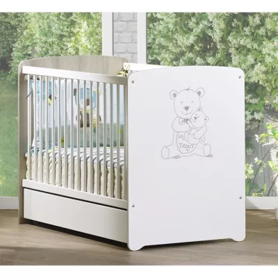 Baby cot - 120 x 60 cm - Babyprice Teddy - Sericographed bear - In b