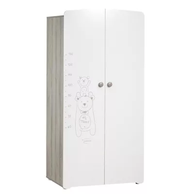 Armoire bébé Teddy - Bois - Blanche - 2 portes - 175x85x56cm - Babyp