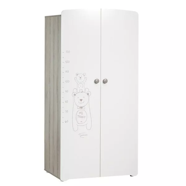 Armoire bébé Teddy - Bois - Blanche - 2 portes - 175x85x56cm - Babyprice