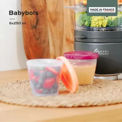 BABYMOOV Babybols lot de 6 pots de conservation pour bébé 250ml, gra