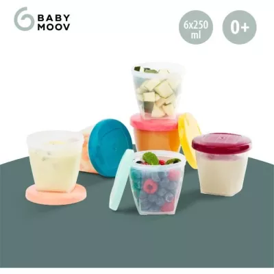 BABYMOOV Babybols lot de 6 pots de conservation pour bébé 250ml, gra