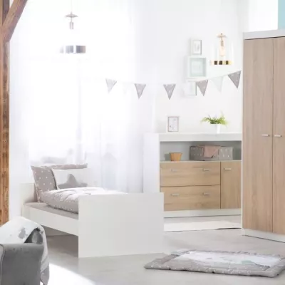 Chambre bébé duo - Lit évolutif 70 x 140 cm + Commode a langer avec