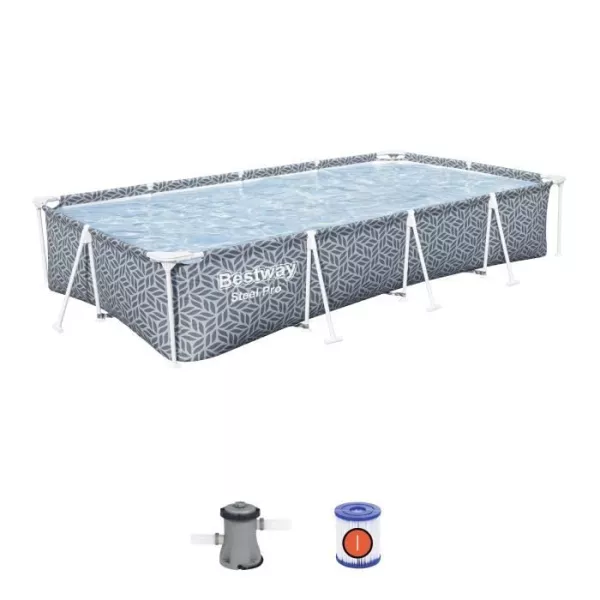 Kit Piscine hors sol tubulaire BESTWAY - Steel Pro™ - 366 x 201 x 66 cm - Rectangulaire (Inclus épurateur a Cartouche)