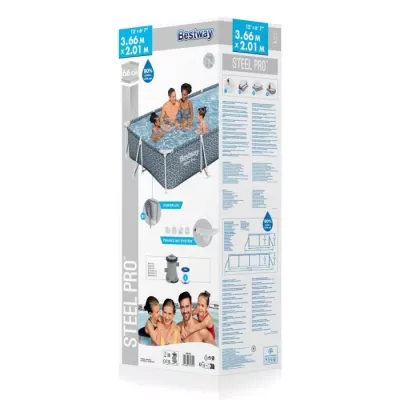 Piscine hors sol BESTWAY Steel Pro™ 366x201x66cm - Kit complet