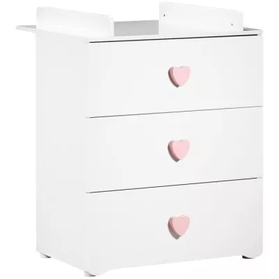 Chambre bébé trio Basic coeur: lit 120x60, commode a langer et armoi