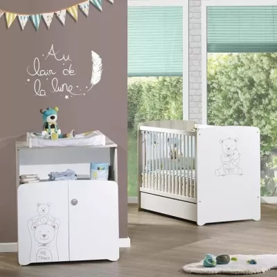 Teddy baby room: 120x60 bed, changing dresser - Babyprice - B