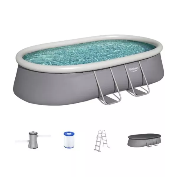 Outdoor swimming pool kit BESTWAY - Fast Set - 488 x 305 x 107cm - Oval (with filter, ladder, tarpaulin, cartridge)