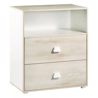 Commode a langer - Babyprice - Smile - Hetre - 2 tiroirs - 1 niche - E