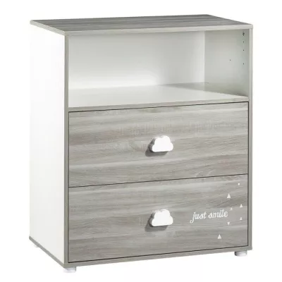 Commode a langer - Babyprice - Smile - Chene silex - 2 tiroirs - 1 nic