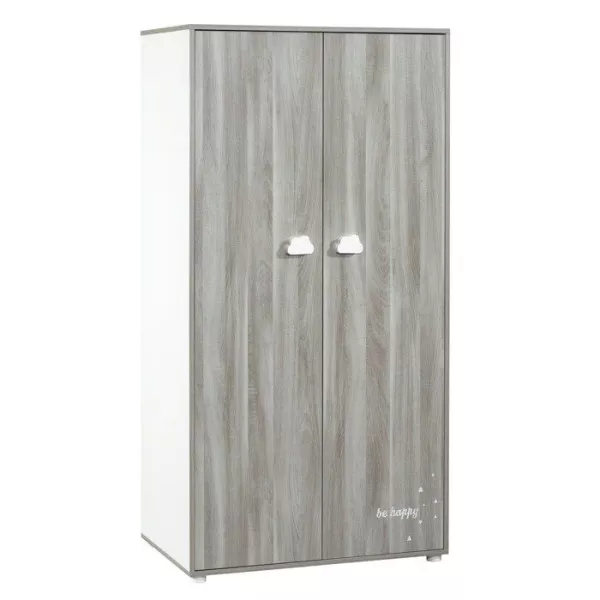 Baby wardrobe Smile bear - Chene flex - White - 2 doors - 168x85x57cm - Babyprice