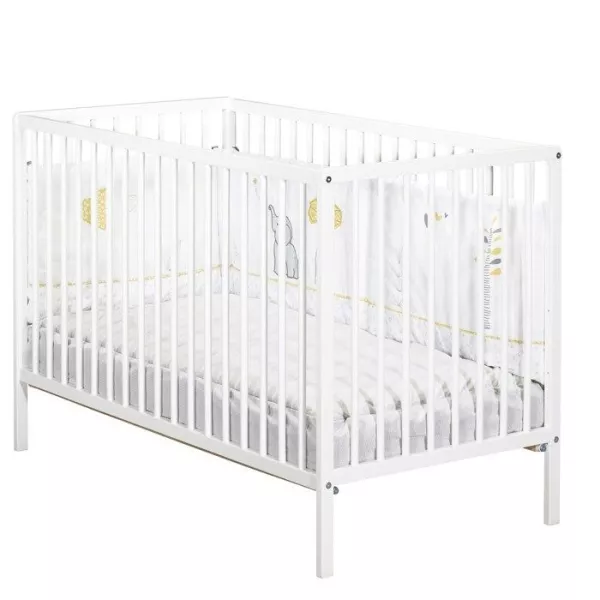 Baby cot - 120 x 60 cm - Babyprice First - All bars - White wood