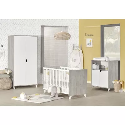 Baby cot - 120 x 60 cm - Babyprice Scandi grey - Of wood