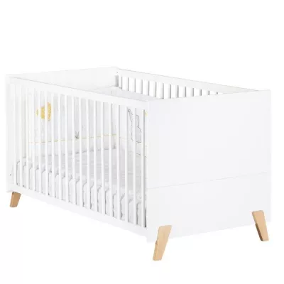 Living bed - 140x70cm - Babyprice Joy Natural - White on feet in