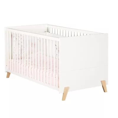 Living bed - 140x70cm - Babyprice Joy Natural - White on feet in