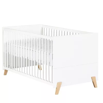 Living bed - 140x70cm - Babyprice Joy Natural - White on feet in