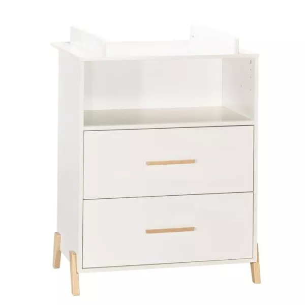 Changing comfort - Babyprice - Natural Joy - 2 drawers - 1 niche - White - On natural wooden feet