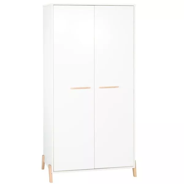 Baby cabinet Joy Natural - White - On natural wooden feet - 2 doors - Babyprice