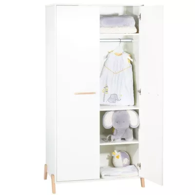 Baby cabinet Joy Natural - White - On natural wooden feet - 2 p