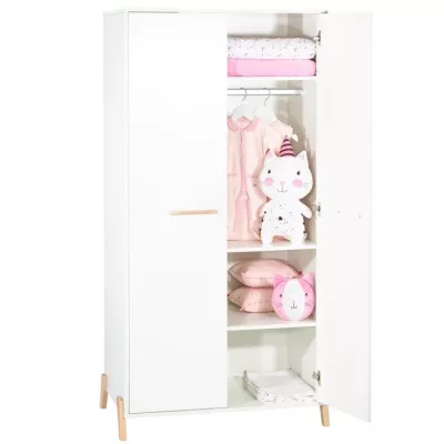 Baby cabinet Joy Natural - White - On natural wooden feet - 2 p