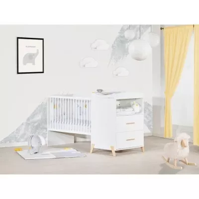 Lit Combiné - 120x60cm - Evolutif en 90x190cm - Babyprice Joy Naturel