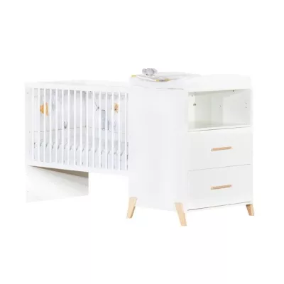 Lit Combiné - 120x60cm - Evolutif en 90x190cm - Babyprice Joy Naturel