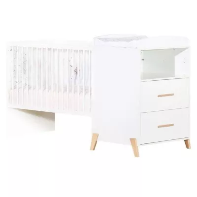 Lit Combiné - 120x60cm - Evolutif en 90x190cm - Babyprice Joy Naturel