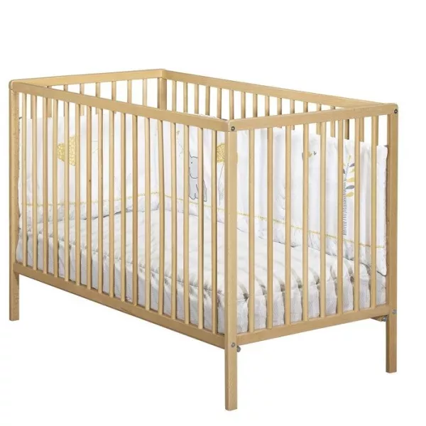 Baby cot - 120 x 60 cm - Babyprice First - All bars - Natural wood