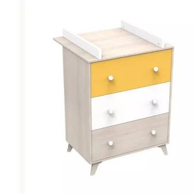 3 drawers in light beige melamine