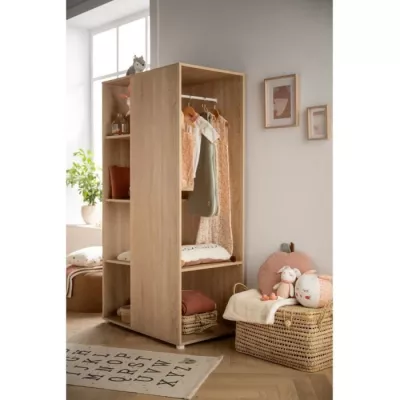 Meuble de rangement enfant - Chene doré - Décor bois - Avec étagere