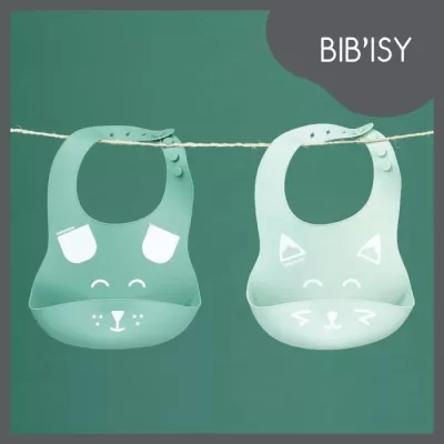 Babymoov Lot de 2 bavoirs en silicone BIB'ISY, avec poche ventrale