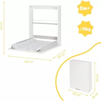 Badabulle Plouf wall changing table, with changing mat included - Fold