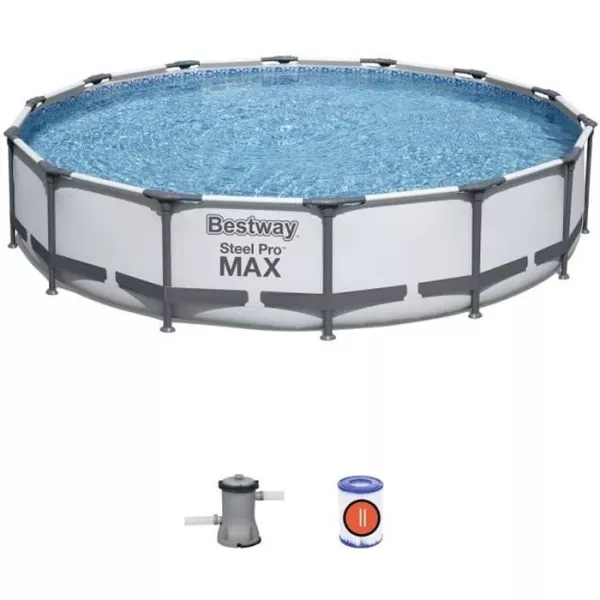 Kit Piscine hors sol tubulaire BESTWAY - Steel Pro Max™ - 427 x 84 cm - Ronde (Livrée avec une pompe de filtration)