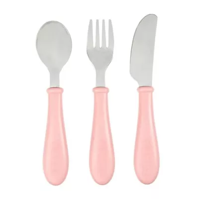 BEABA, Set de 3 couverts inox old pink