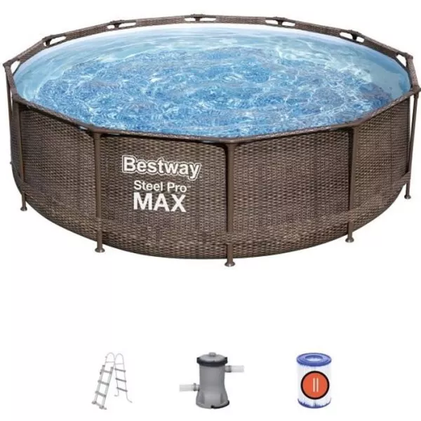 Pool kit above tubular floor BESTWAY Steel Pro MaxTM - 366 x 100 cm - Round (Supplied with cartridge filter, scale and dif