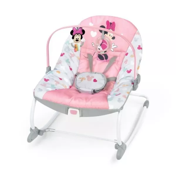 DISNEY BABY Transat évolutif (utilisable jusqu'a 30 mois) - Minnie My Best Friend, 2 jouets inclus, Vibrations automatiques, Ha