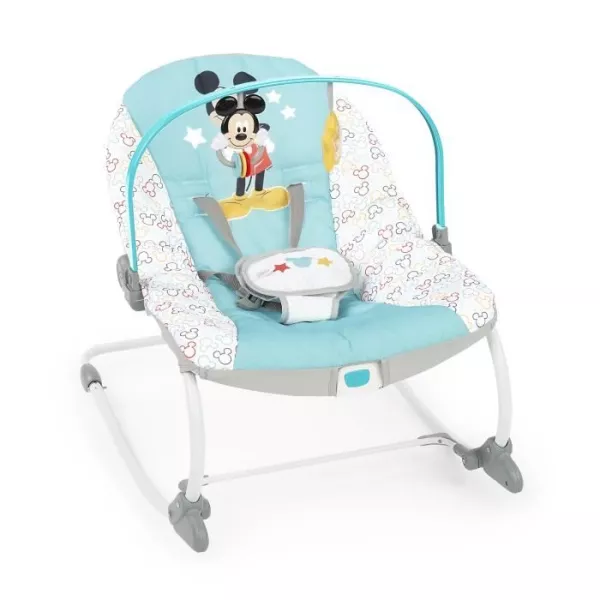 DISNEY BABY Transat évolutif (utilisable jusqu'a 30 mois) - Mickey My Best Friend, 2 jouets inclus, Vibrations automatiques, Ha