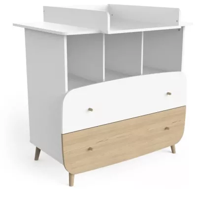 Ens. lit bébé 70 x 140 Kit évolutif, commode 2 tiroirs, 3 niches et