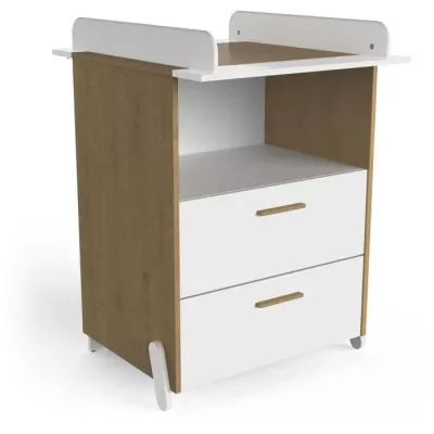 Ensemble duo 60 comprenant 1 lit a barreaux 60 x 120 cm & 1 commode a