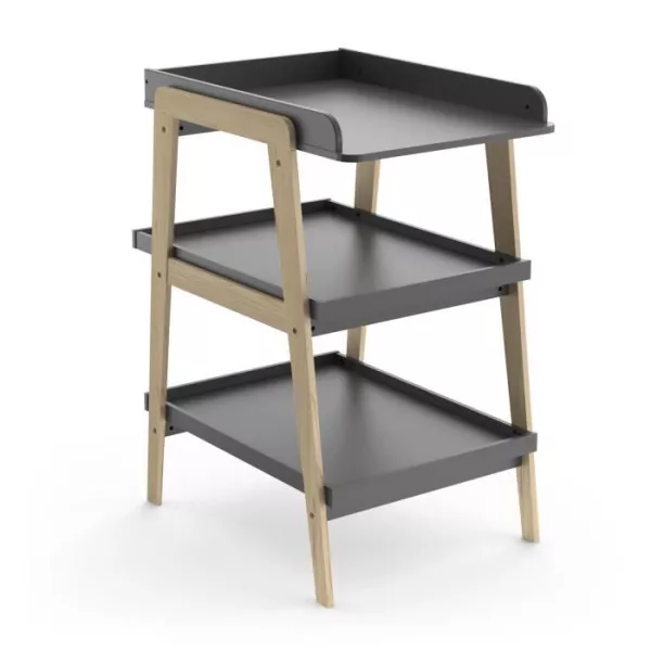 Table a langer TSUGA - Bois massif et MDF - L.58 x P.71,1 x H.101,2 cm - Pour matelas 50x70 cm - Gris graphite