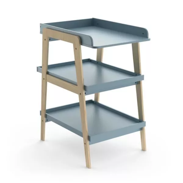 Table a langer TSUGA - Bois massif et MDF - L.58 x P.71,1 x H.101,2 cm - Pour matelas 50x70 cm - Bleu orage