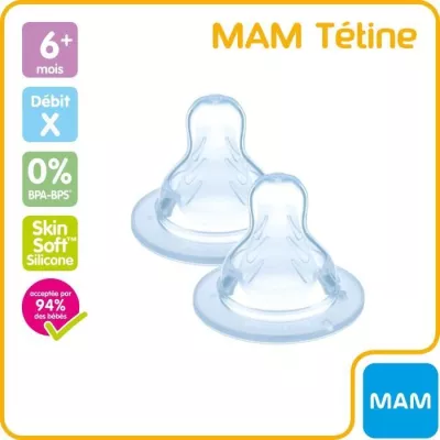 Tétine MAM Silicone Débit X Ultra Rapide - Lot de 2