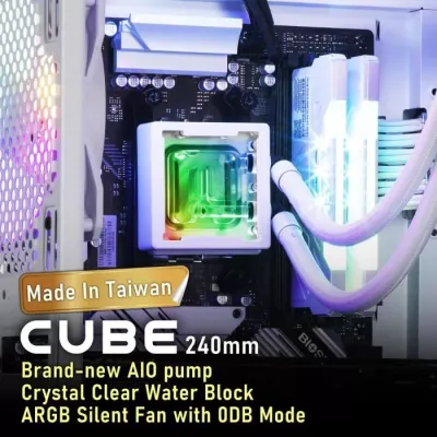 Refroidissement CPU performant - Watercooling BITFENIX Cube AIO 240 (blanc)